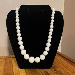 Vintage white plastic bead necklace